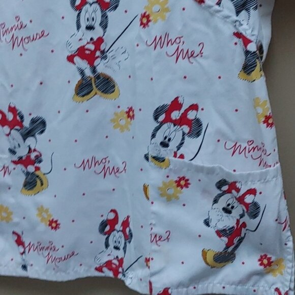 DISNEY Minnie Mouse nurse scrubs top white red yellow gray short sleeve … - Picture 6 of 8